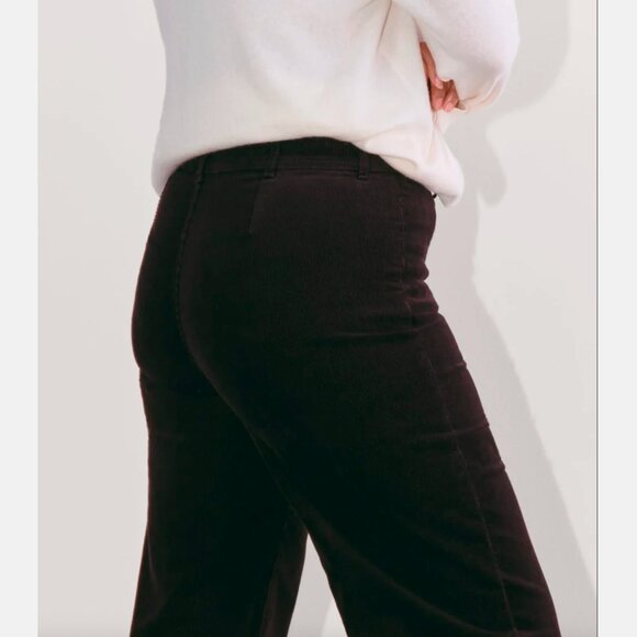 Everlane Sailor Corduroy Pants Womens 16 Black High Rise Wide Leg - Picture 2 of 8